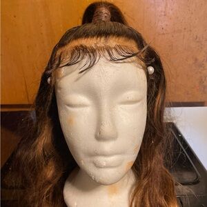 9x6 human hair (24 inches) Brown Body Wavy Hair Wig